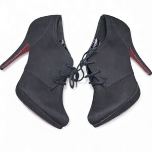 X-APPEAL “Derby” Heeled,Snip Toe, Lace -Up, Boots W/Red Bottoms